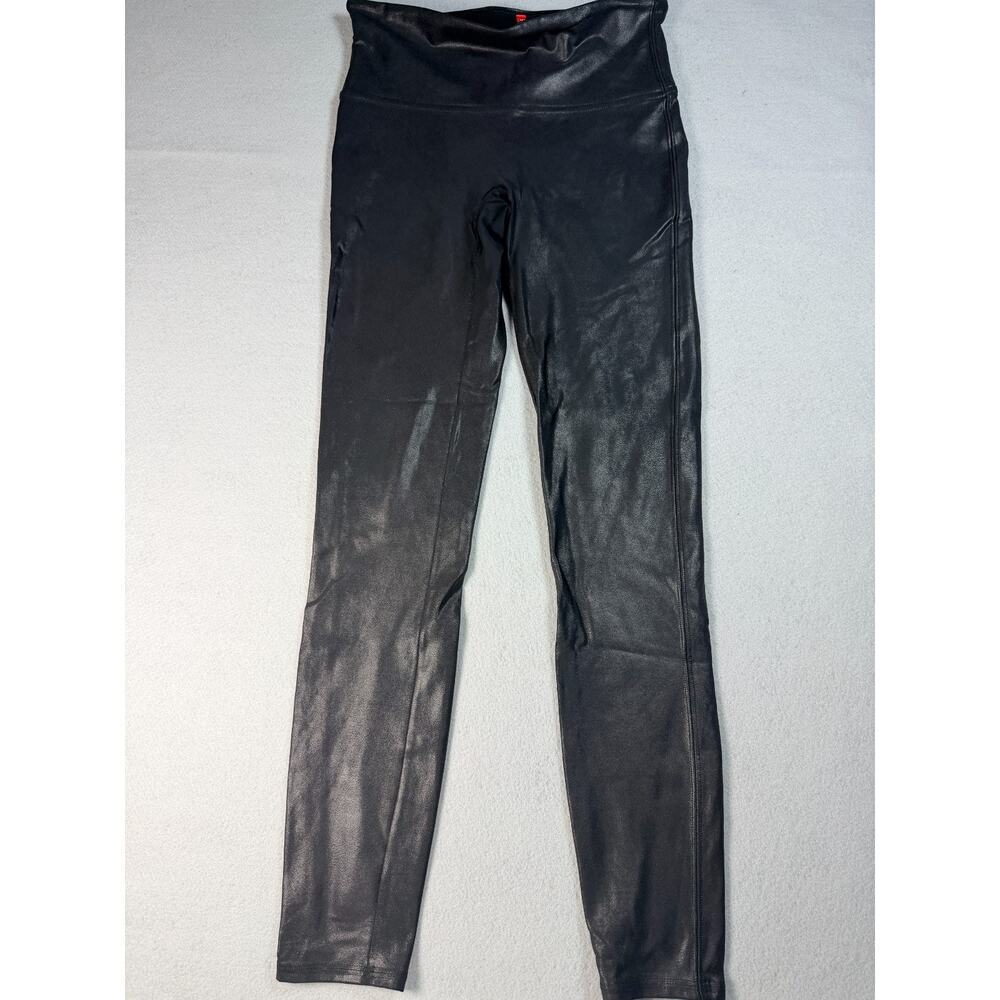 Spanx Faux Leather Leggings Black Waist Pull On Medium Shaping